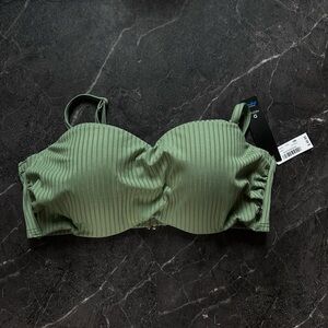 La Vie En Rose Green Ribbed Bikini Top